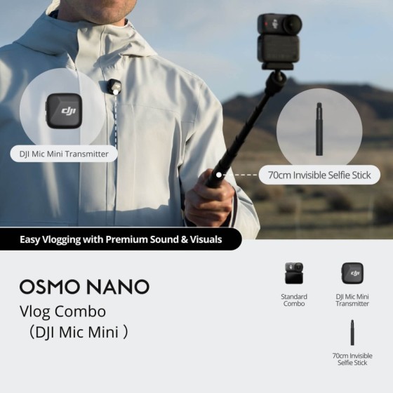 Osmo Nano Vlog Combo（64GB，DJI Mic Mini 发射器 无限黑）
