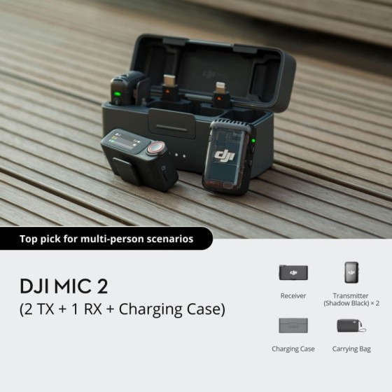 DJI 麦克风 2 (2 TX + 1 RX + 充电盒)